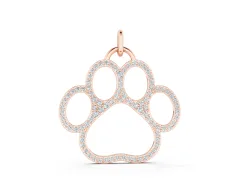 Pavé Round Diamond Paw Pendant Set in Rose gold with Prong Setting
