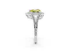 Fancy Yellow Pear Cut Diamond Double Halo Ring Set in Platinum with Pavé Band