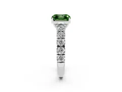 Fancy Green Asscher Cut Diamond Solitaire Ring Set in White gold with Cut-Down Micro Pavé Band and Prong Setting
