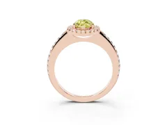 Fancy Yellow Marquise Cut Diamond Pavé Halo Ring Set in Rose gold with Prong Setting