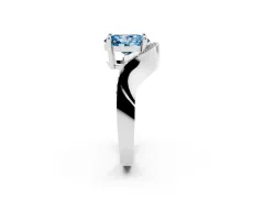 Fancy Blue Oval Cut Diamond Solitaire Engagement Ring Set in White gold with Pavé Shoulders