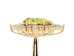 Fancy Yellow Pear Cut Diamond Cluster Halo Ring Set in Yellow gold with Marquise and Round Accents