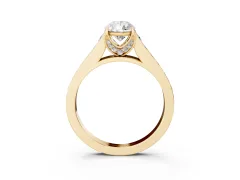 Pear Cut Diamond Solitaire Pavé Engagement Ring Set in Yellow gold with Prong Setting