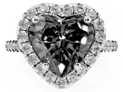 Fancy Black Heart Cut Diamond Cushion Halo Ring Set in Silver with Pavé Band