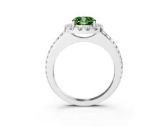 Fancy Green Cushion Cut Diamond Pavé Halo Ring Set in White gold with Prong Setting