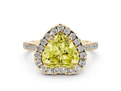 Fancy Yellow Heart Cut Diamond Cushion Halo Ring Set in Yellow gold with Pavé Band