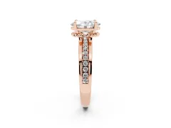 Oval Cut Diamond Solitaire Ring Set in Rose gold with Channel Set Band and Prong Setting