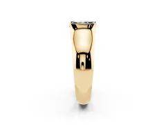Fancy Black Radiant Cut Diamond Bezel Solitaire Ring Set in Yellow gold with Wide Band