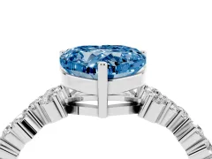 Fancy Blue Heart Cut Diamond Ring Set in Platinum with Scattered Round Accents