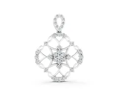Round Diamond Halo Pendant Set in White gold with Pavé Openwork