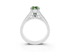 Fancy Green Marquise Cut Diamond Channel Set Solitaire Engagement Ring Set in White gold with Prong Setting