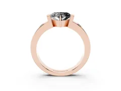 Fancy Black Heart Cut Diamond Channel-Set Band Ring Set in Rose gold with Bezel Prong Setting