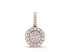 Round Diamond Double Halo Pendant Set in Rose gold with Allover Pavé