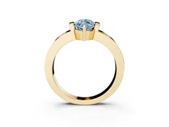 Fancy Blue Marquise Cut Diamond Channel-Set Band Ring Set in Yellow gold with Bezel Prong Setting