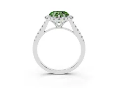 Fancy Green Heart Cut Diamond Pavé Halo Engagement Ring Set in Silver with Pavé Band and Prong Setting
