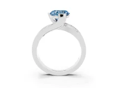 Fancy Blue Heart Cut Diamond Solitaire Ring Set in White gold with Channel Set Split Shank and Tension Prongs
