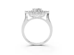 Round Cut Diamond Cluster Halo Ring Set in White gold with Marquise and Round Accents