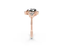 Fancy Black Heart Cut Diamond Cluster Ring Set in Rose gold with Beaded Band