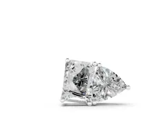 Radiant and Trillion Diamond Two-Stone Pendant Set in Silver with Prong Setting