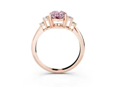Fancy Pink Oval Cut Diamond Cluster Ring Set in Rose gold with Plain Band and Prong Setting
