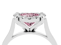 Fancy Pink Heart Cut Diamond Cluster Halo Solitaire Ring Set in Platinum with Prong Setting