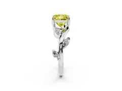 Fancy Yellow Princess Cut Diamond Solitaire Ring Set in Silver with Twisted Marquise Accent Band