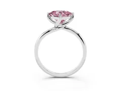 Fancy Pink Princess Cut Diamond Solitaire Engagement Ring Set in Platinum with Classic Plain Band