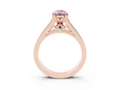 Fancy Pink Pear Cut Diamond Channel Set Solitaire Engagement Ring Set in Rose gold with Prong Setting