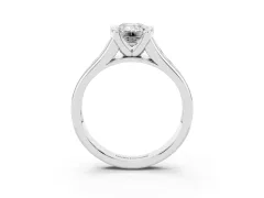 Emerald Cut Diamond Bezel-Set Solitaire Ring Set in Silver with Channel-Set Band