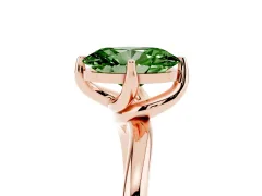 Fancy Green Oval Cut Diamond Solitaire Engagement Ring Set in Rose gold with Classic Plain Band