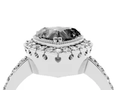 Fancy Black Heart Cut Diamond Halo Ring Set in Platinum with Pavé Shank and Prong Setting