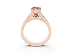 Fancy Pink Marquise Cut Diamond Channel Set Solitaire Engagement Ring Set in Rose gold with Prong Setting