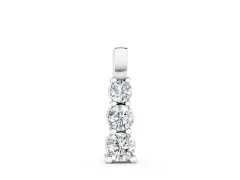 Round Diamond Vertical Pendant Set in Silver with Stacked Prong-Set Stones