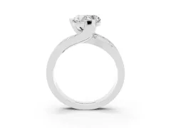 Heart Cut Diamond Solitaire Ring Set in Platinum with Channel Set Split Shank and Tension Prongs