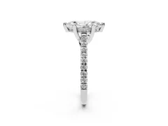Marquise Cut Diamond Solitaire Ring Set in Silver with Brilliant Pavé Band and Prong Setting