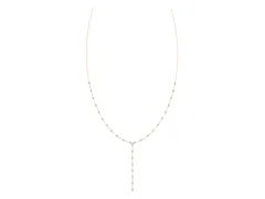 Round Diamond Station Y Necklace Set in Rose gold with Bezel Setting