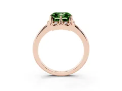 Fancy Green Asscher Cut Diamond Round Cluster Halo Ring Set in Rose gold with Solitaire Band and Prong Setting