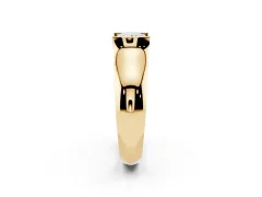 Princess Cut Diamond Bezel Solitaire Ring Set in Yellow gold with Wide Band