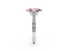 Fancy Pink Marquise Cut Diamond Solitaire Pavé Engagement Ring Set in Platinum with Prong Setting