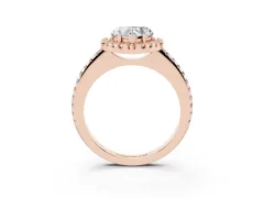Heart Cut Diamond Pavé Halo Ring Set in Rose gold with Prong Setting