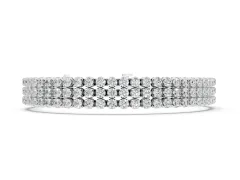 Round Diamond Three-Row Tennis Bracelet Set in White gold with Bezel Setting