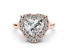 Heart Cut Diamond Cluster Halo Solitaire Ring Set in Rose gold with Prong Setting
