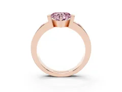 Fancy Pink Heart Cut Diamond Channel-Set Band Ring Set in Rose gold with Bezel Prong Setting
