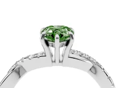 Fancy Green Pear Cut Diamond Twisted Pavé Band Ring Set in Silver with Prong Setting