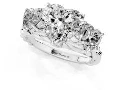 Heart Cut Diamond Three-Stone Ring Set in White gold with Braided Band