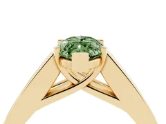 Fancy Green Marquise Cut Diamond Solitaire Ring Set in Yellow gold with Channel-Set Accent Stones and Prong Setting
