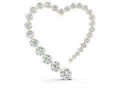 Round Diamond Heart Pendant Set in Yellow gold with Prong-Set Outline