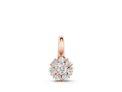 Round Diamond Floral Cluster Pendant Set in Rose gold with Prong-Set Center