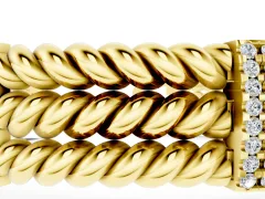 Round Diamond Pavé Triple Rope Bracelet Set in Yellow gold with Box Clasp