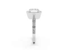 Radiant Cut Diamond Halo Engagement Ring Set in Silver with Accent Split Shank Band